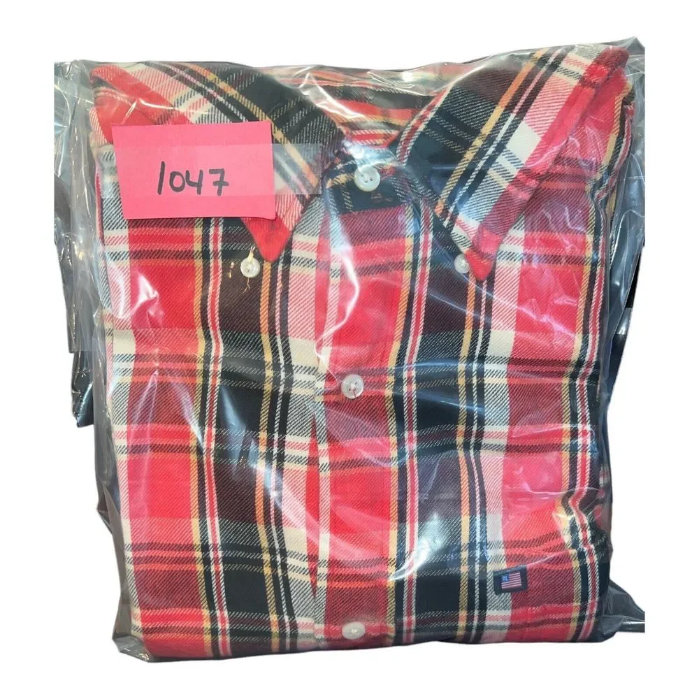 Ralph Lauren Mens Black Label Shirt‎ Red Black Yellow Large Cotton Flannel  XL